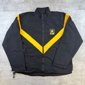 US Army APFU Training Jacket Black Yellow Chevron Unisex Medium